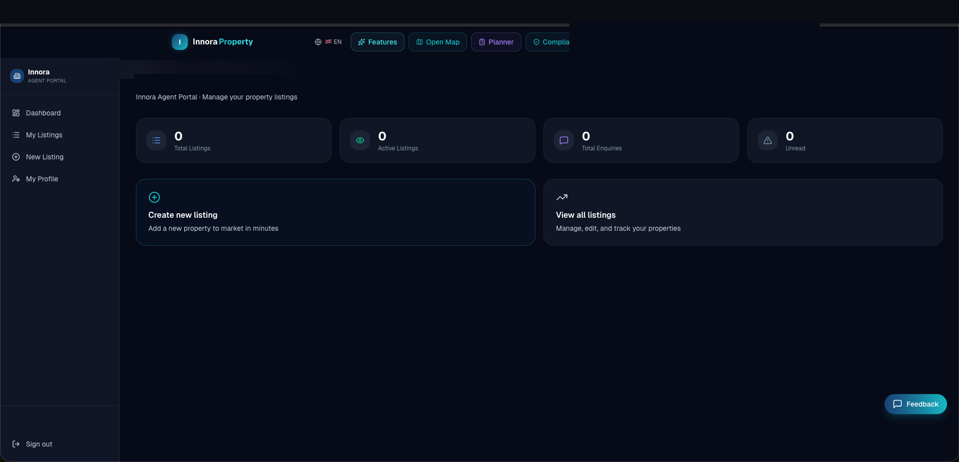 Agent portal dashboard