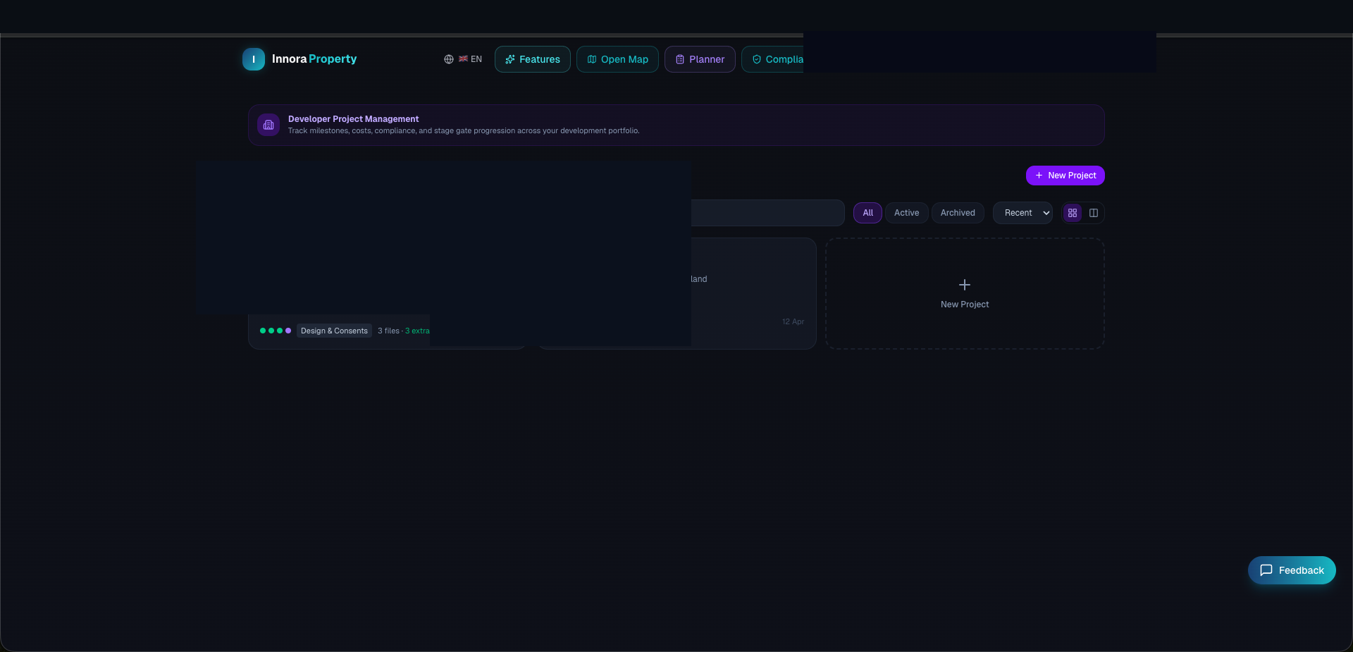 Developer Projects dashboard